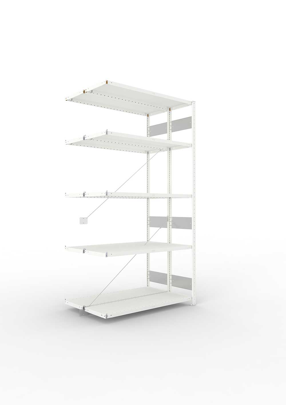 Metallregal Pro-Flex Stecksystem Doppelanbauregal – 250×130×40 cm, 230 kg, RAL 7035