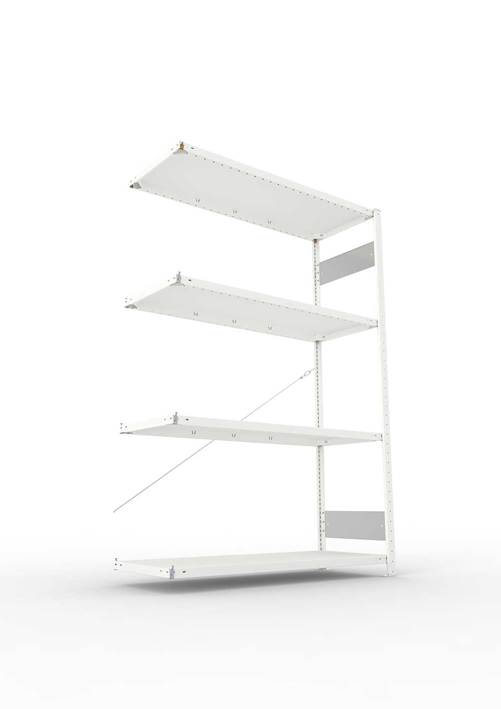 Metallregal Pro-Flex Stecksystem Anbauregal – 200×130×50 cm, 230 kg, RAL 7035, 4 Böden