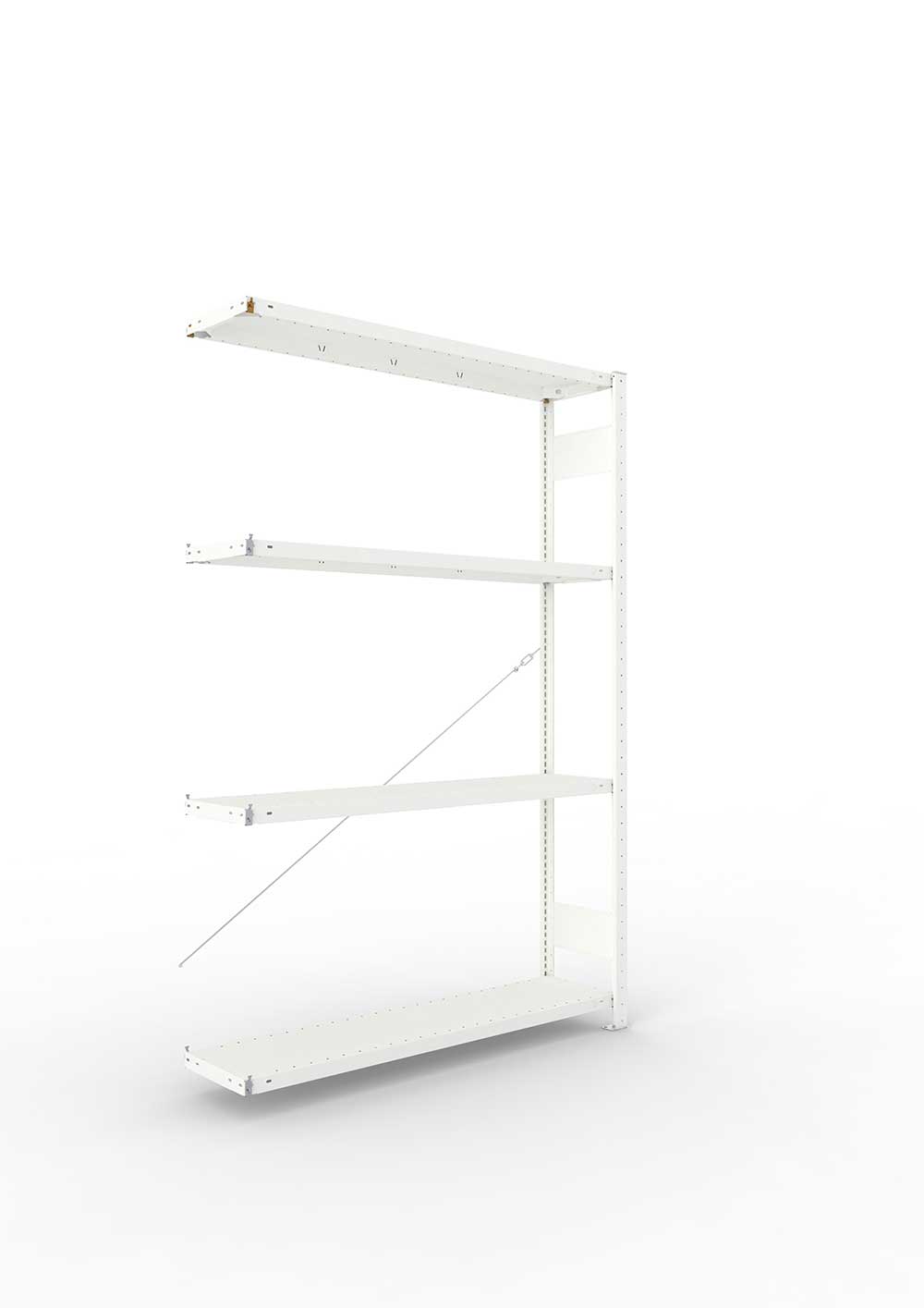 Metallregal Pro-Max Stecksystem Anbauregal – 200×130×30 cm, 230 kg, RAL 7035, 4 Böden