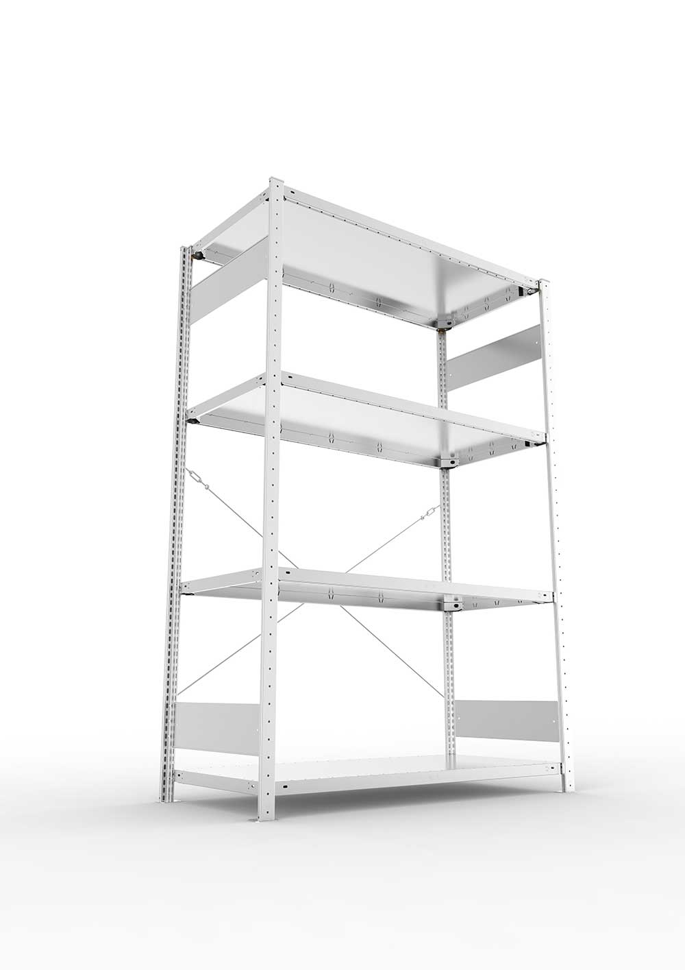 Metallregal Pro-Flex Stecksystem Grundregal – 200×130×60 cm, 230 kg, verzinkt, 4 Böden