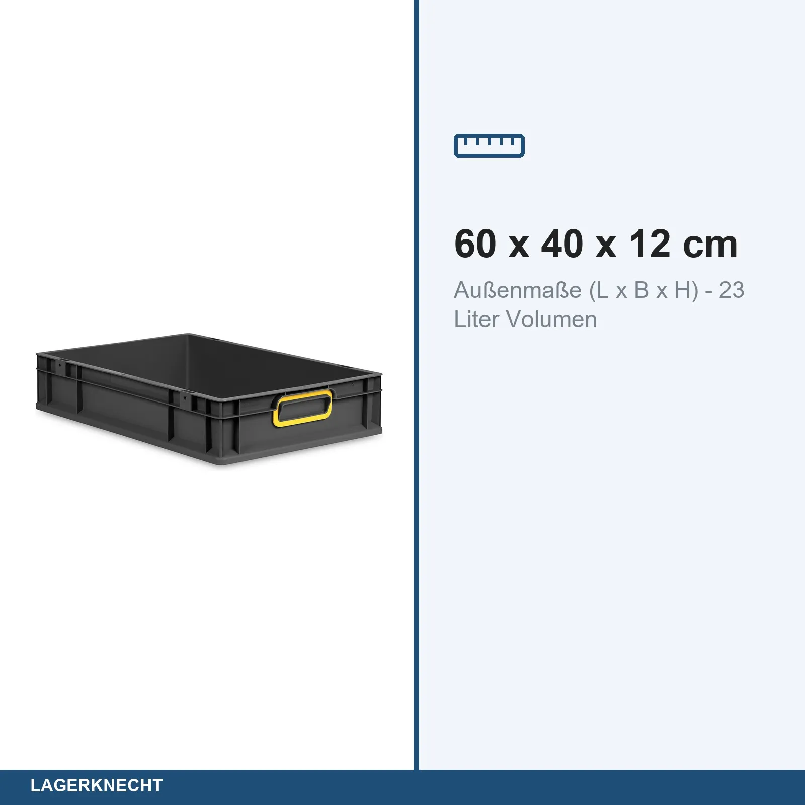 Eurobox 60x40x12 cm, NextGen Cycle, Griffe geschl. gelb, anthrazit