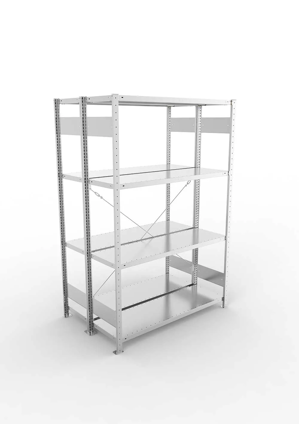 Metallregal Pro-Max Stecksystem Doppelgrundregal – 200×130×40 cm, 230 kg, verzinkt