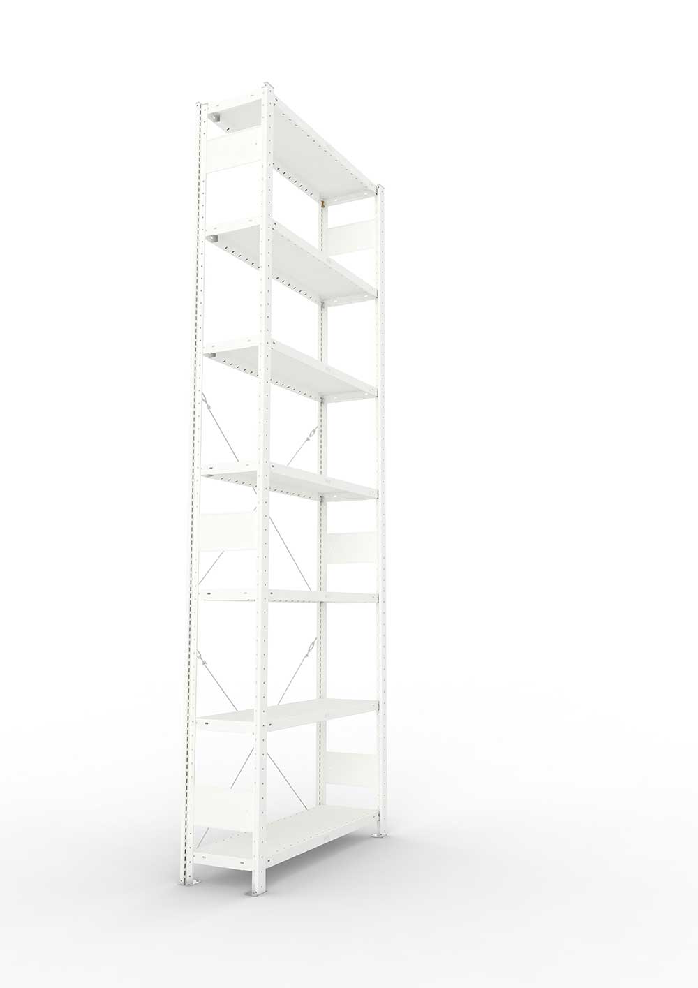 Metallregal Pro-Max Stecksystem Grundregal – 300×100×30 cm, 230 kg, RAL 7035, 7 Böden