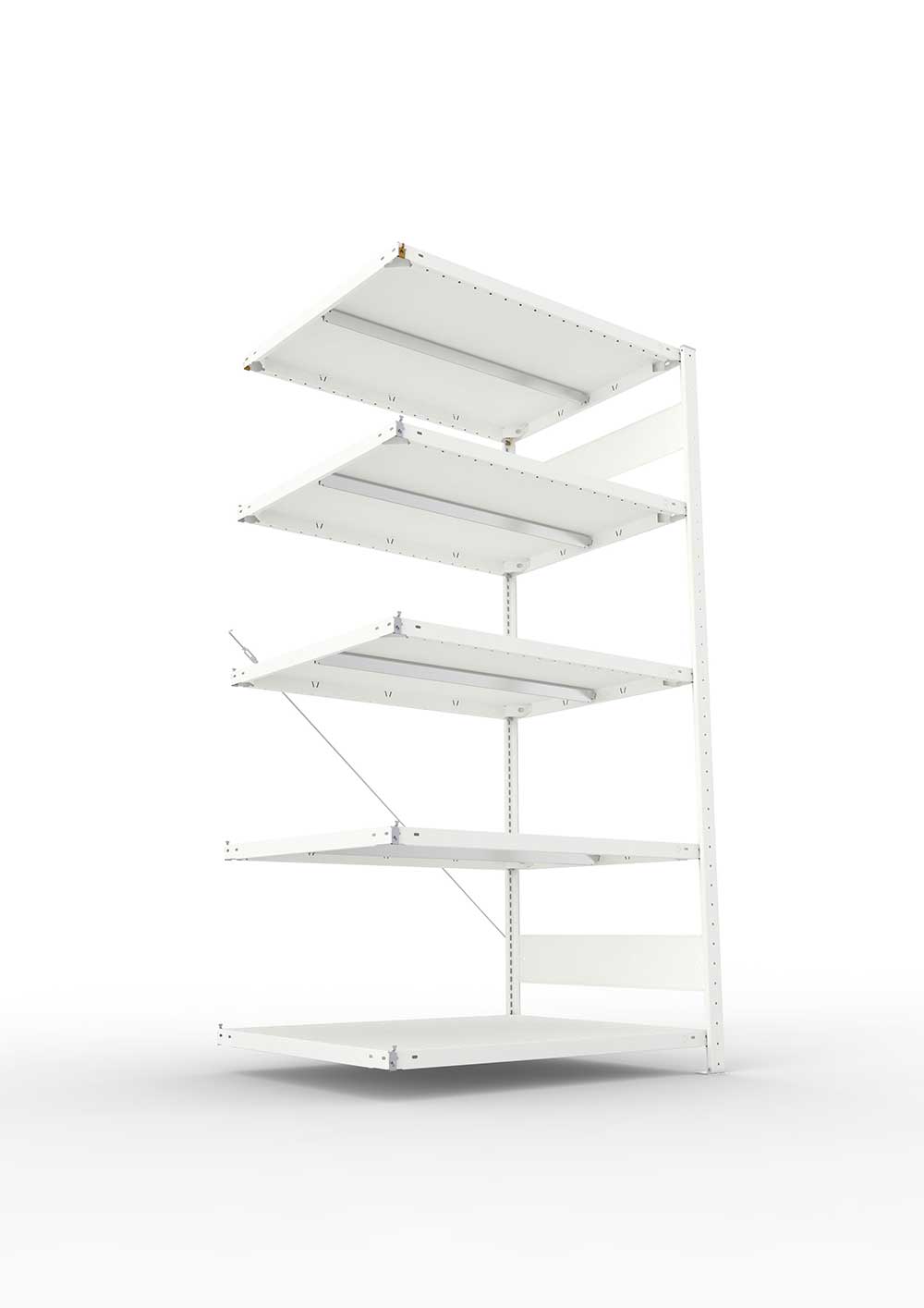 Metallregal Pro-Max Stecksystem Anbauregal – 200×100×80 cm, 330 kg, RAL 7035, 5 Böden