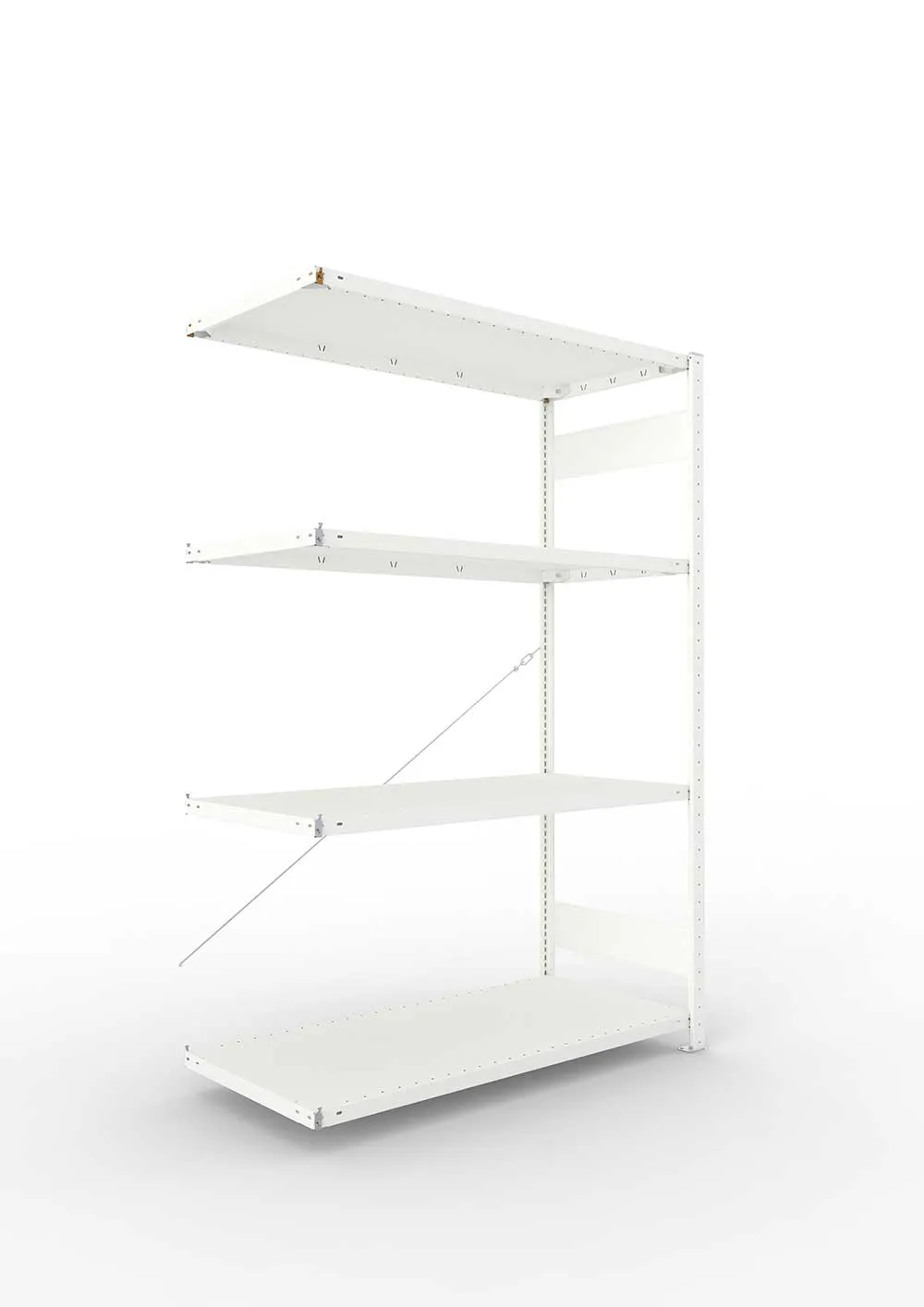 Metallregal Pro-Max Stecksystem Anbauregal – 200×130×60 cm, 230 kg, RAL 7035, 4 Böden