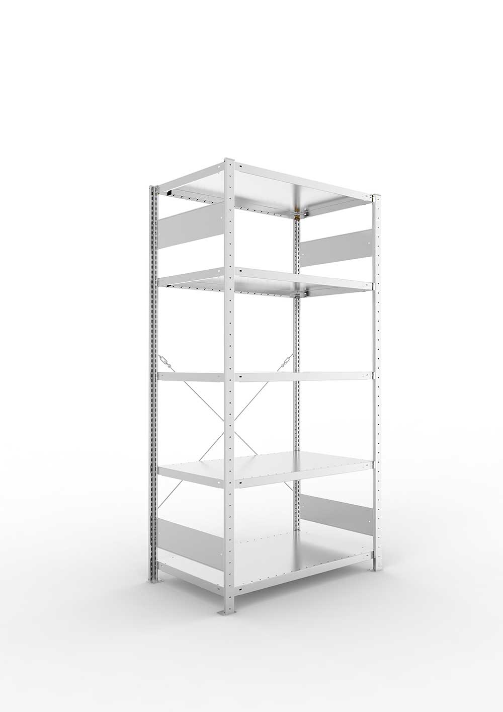 Kellerregal Pro-Flex Stecksystem Grundregal – 200×100×60 cm, 230 kg, verzinkt, 5 Böden