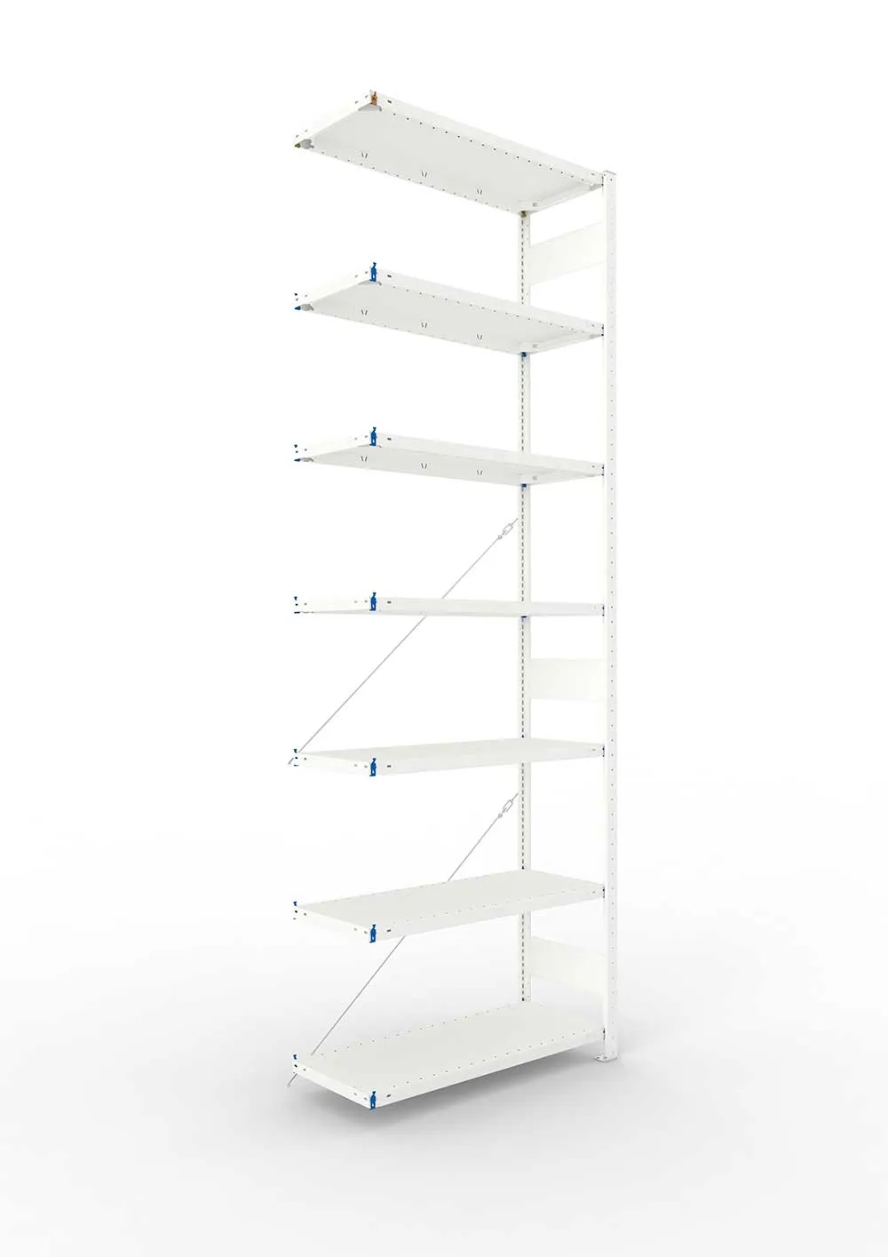 Metallregal Pro-Max Stecksystem Anbauregal – 300×100×40 cm, 150 kg, RAL 7035, 7 Böden