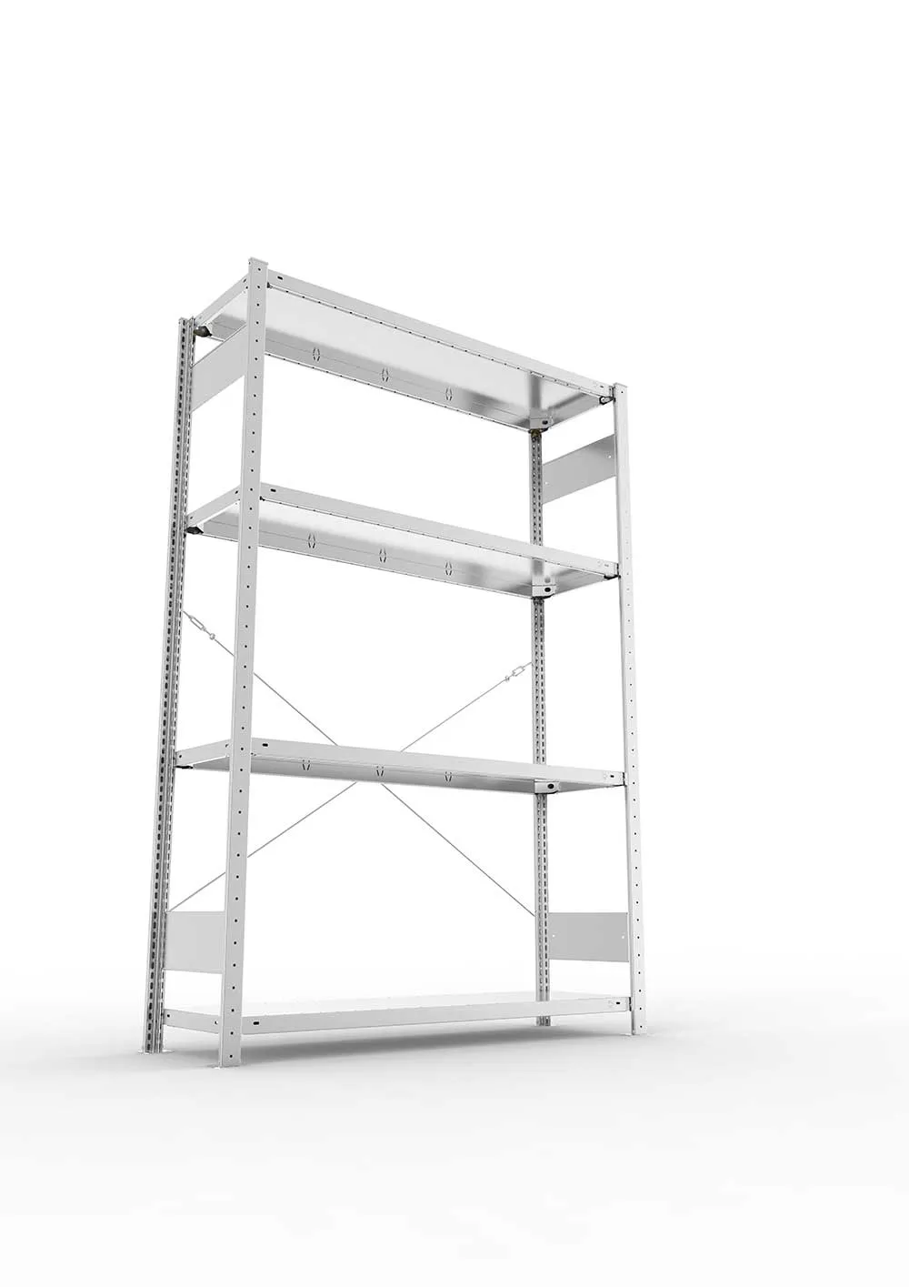 Metallregal Pro-Max Stecksystem Grundregal – 200×130×40 cm, 230 kg, verzinkt, 4 Böden