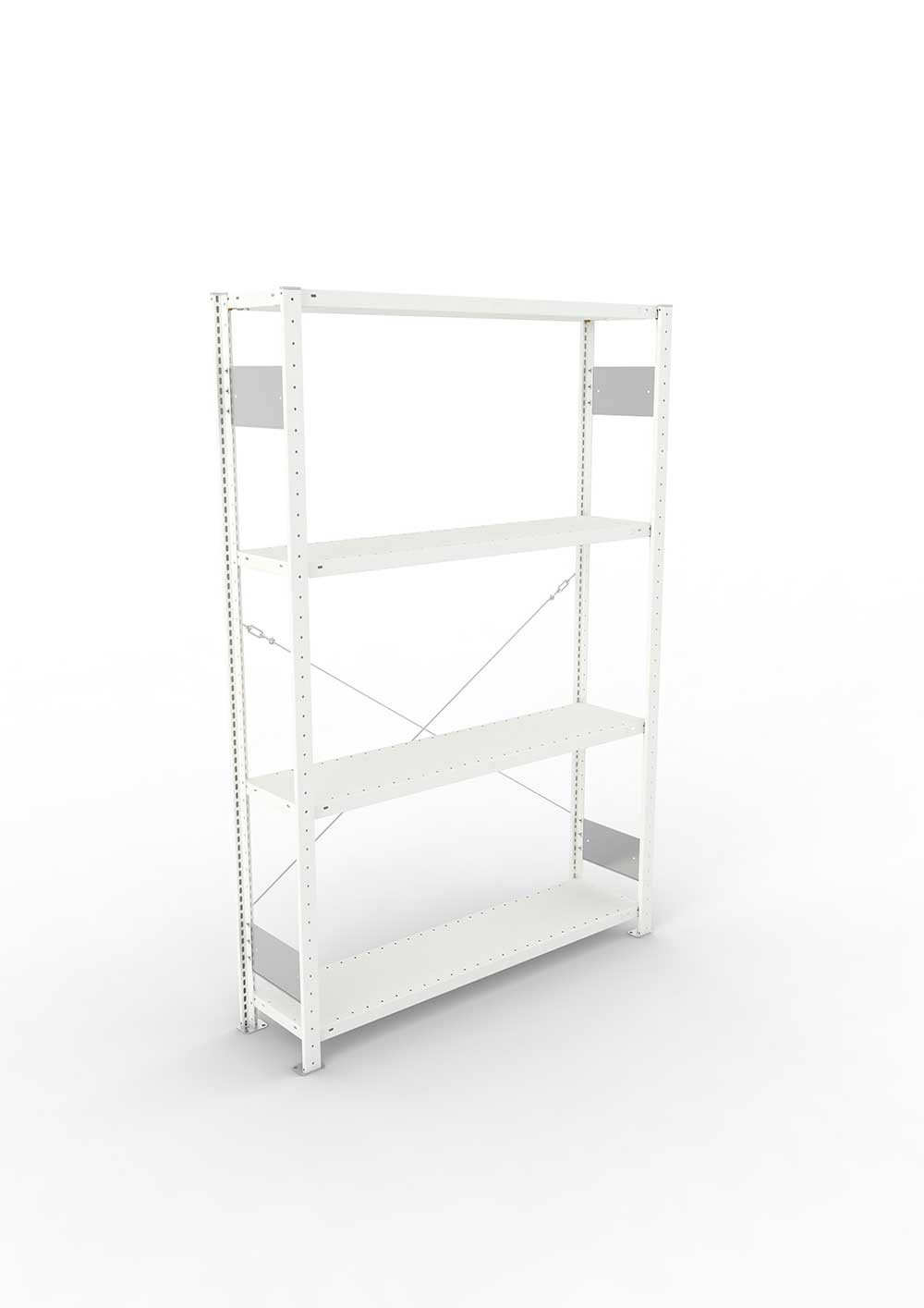 Metallregal Pro-Flex Stecksystem Grundregal – 200×130×30 cm, 230 kg, RAL 7035, 4 Böden