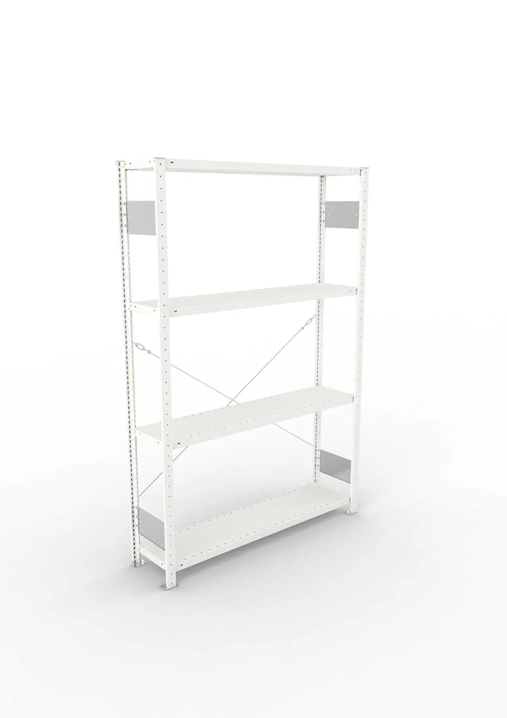 Metallregal Pro-Flex Stecksystem Grundregal – 200×130×30 cm, 230 kg, RAL 7035, 4 Böden