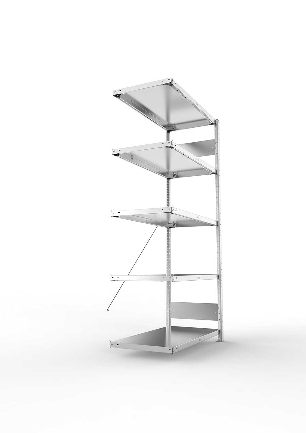 Metallregal Pro-Flex Stecksystem Anbauregal – 200×100×50 cm, 150 kg, verzinkt, 5 Böden