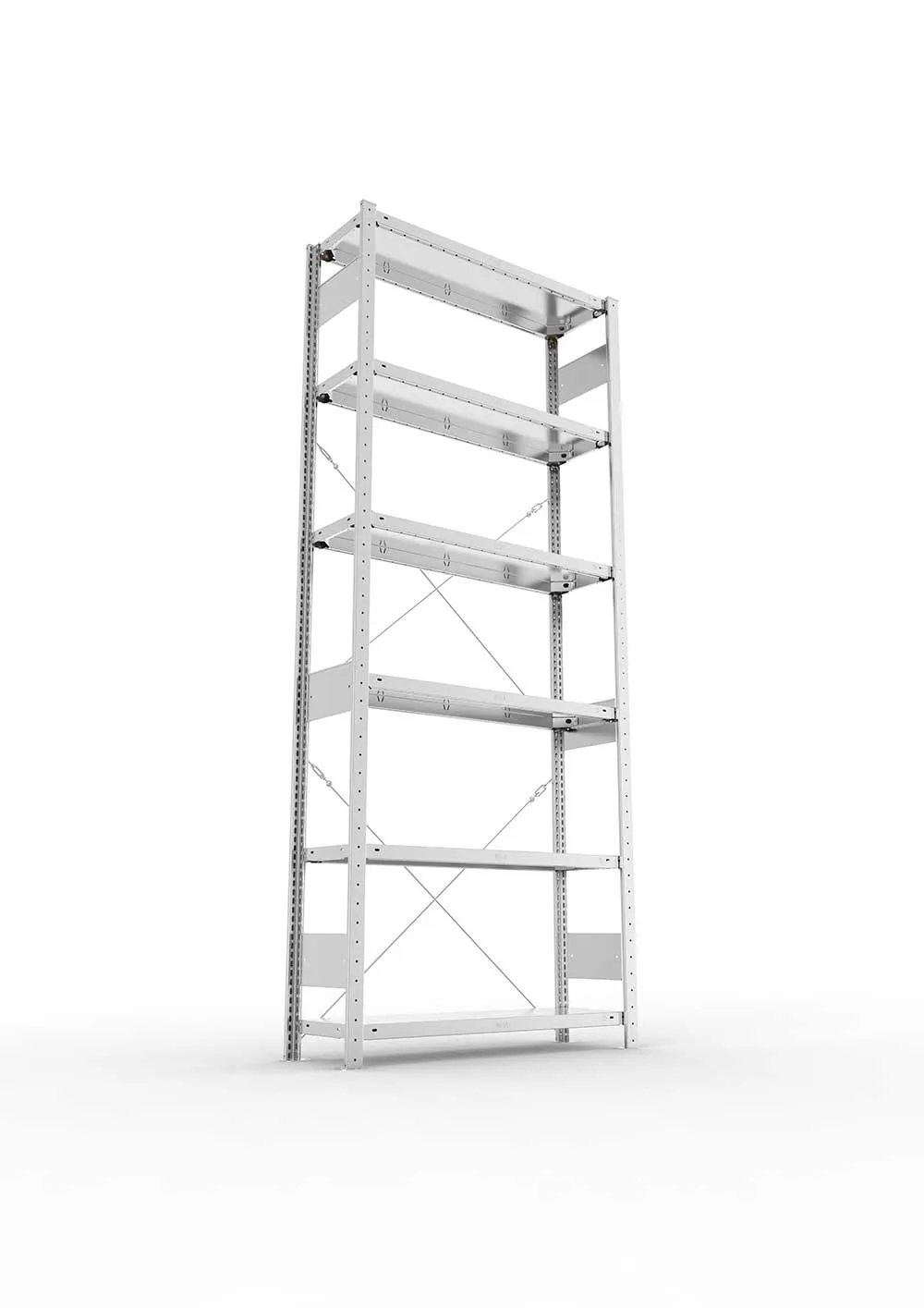 Metallregal Pro-Max Stecksystem Grundregal – 250×100×30 cm, 150 kg, verzinkt, 6 Böden