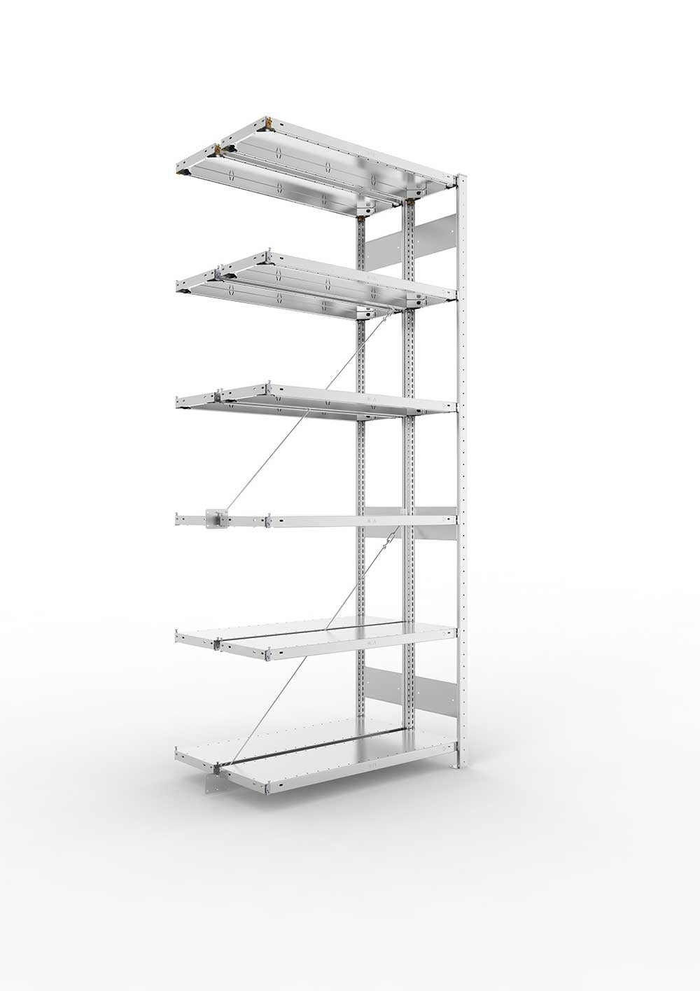 Metallregal Pro-Max Stecksystem Doppelanbauregal – 250×100×30 cm, 150 kg, verzinkt