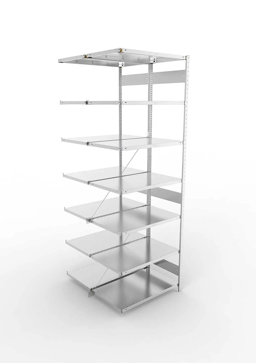 Metallregal Pro-Max Stecksystem Doppelanbauregal – 300×100×60 cm, 150 kg, verzinkt