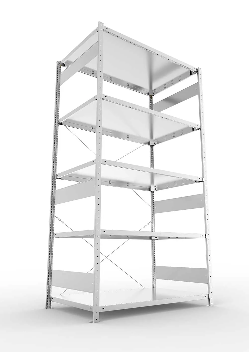 Metallregal Pro-Max Stecksystem Grundregal – 250×130×80 cm, 230 kg, verzinkt, 5 Böden