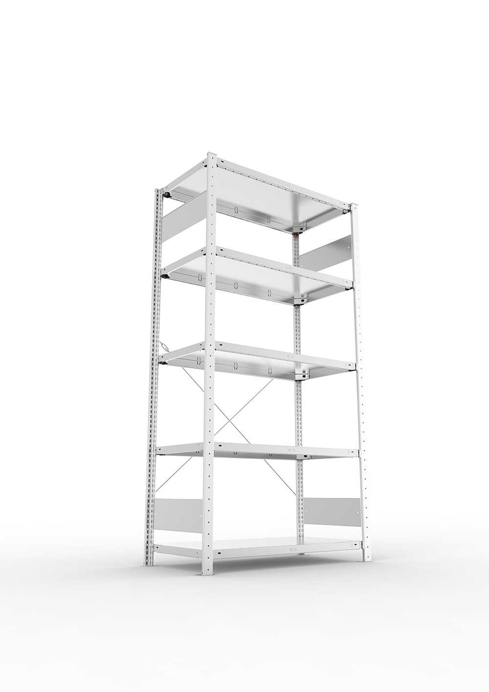 Metallregal Pro-Flex Stecksystem Grundregal – 200×100×50 cm, 150 kg, verzinkt, 5 Böden