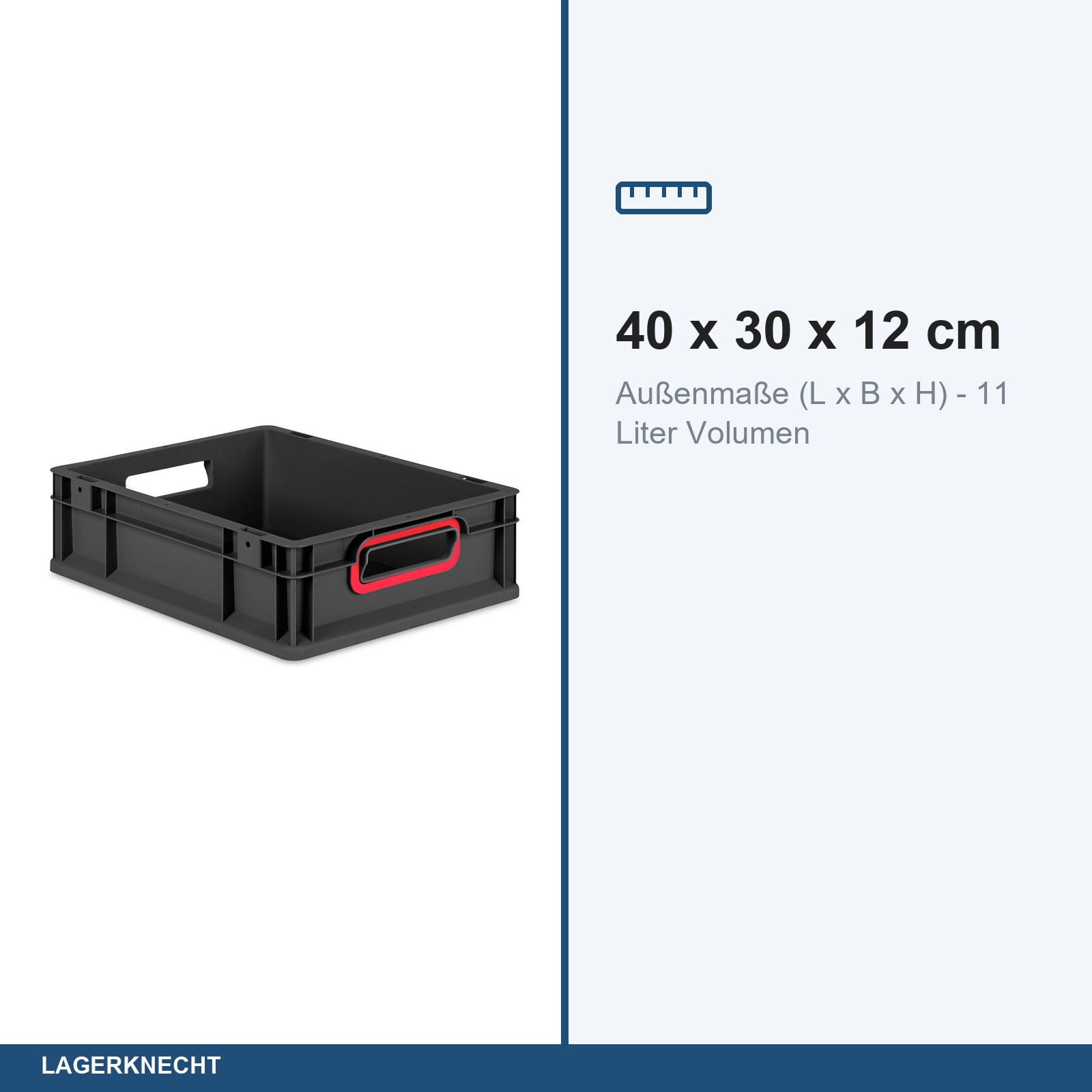 Eurobox 40x30x12 cm, NextGen Cycle, Griffe offen rot, anthrazit