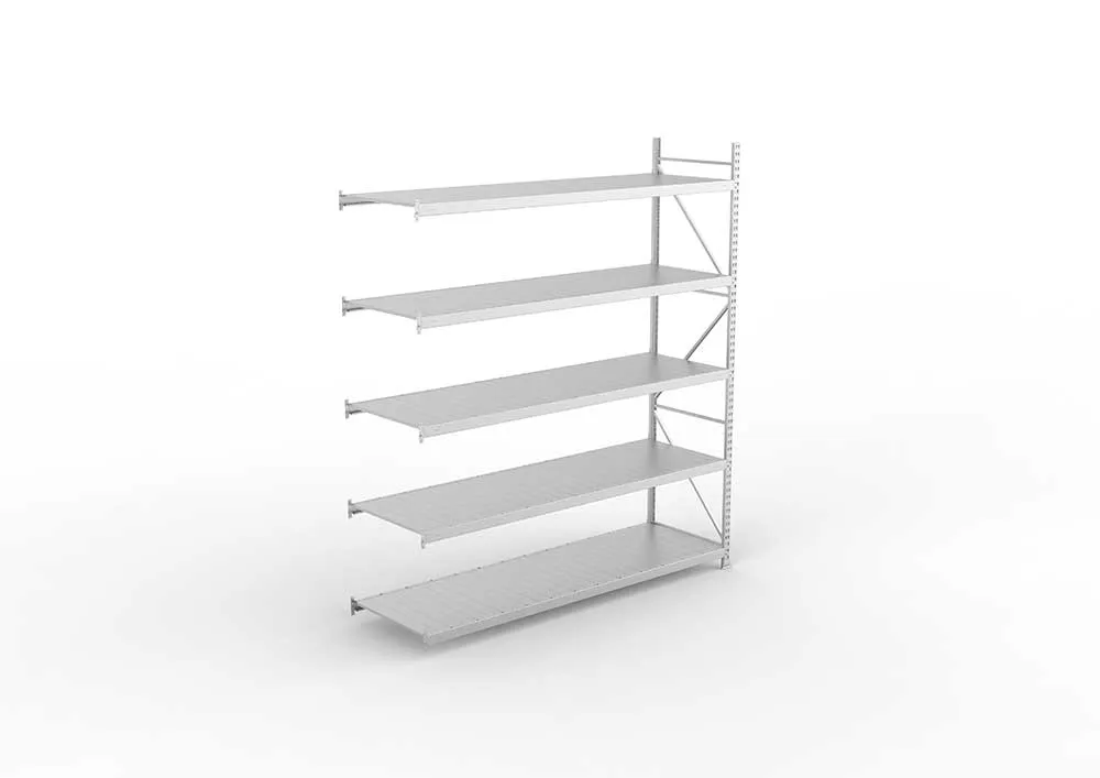 Weitspannregal Anbauregal 300×260×80 cm – Stahlpaneele, verzinkt
