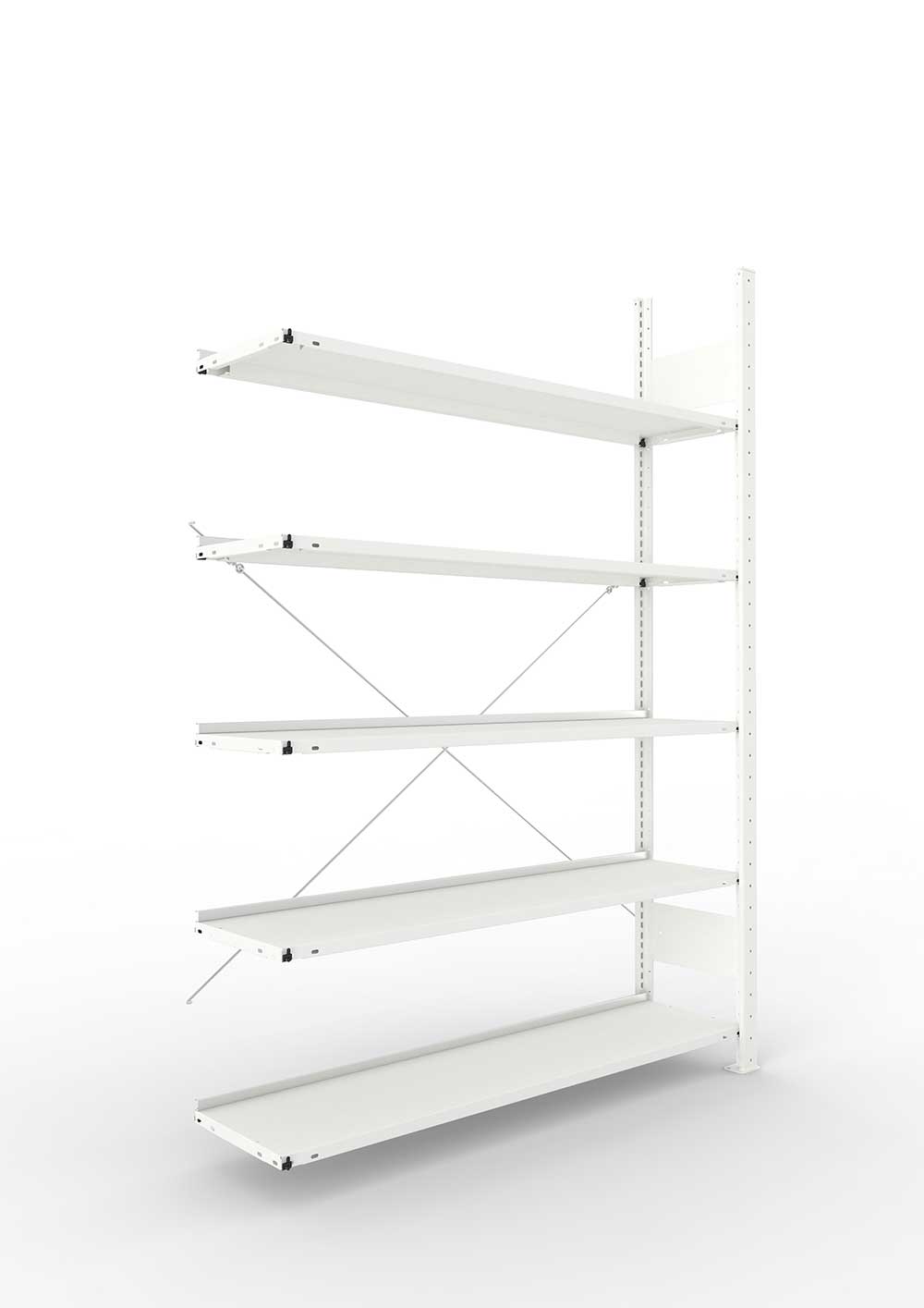 Büroregal Pro-Max Stecksystem Anbauregal – 185×125×30 cm, RAL 7035, einseitig