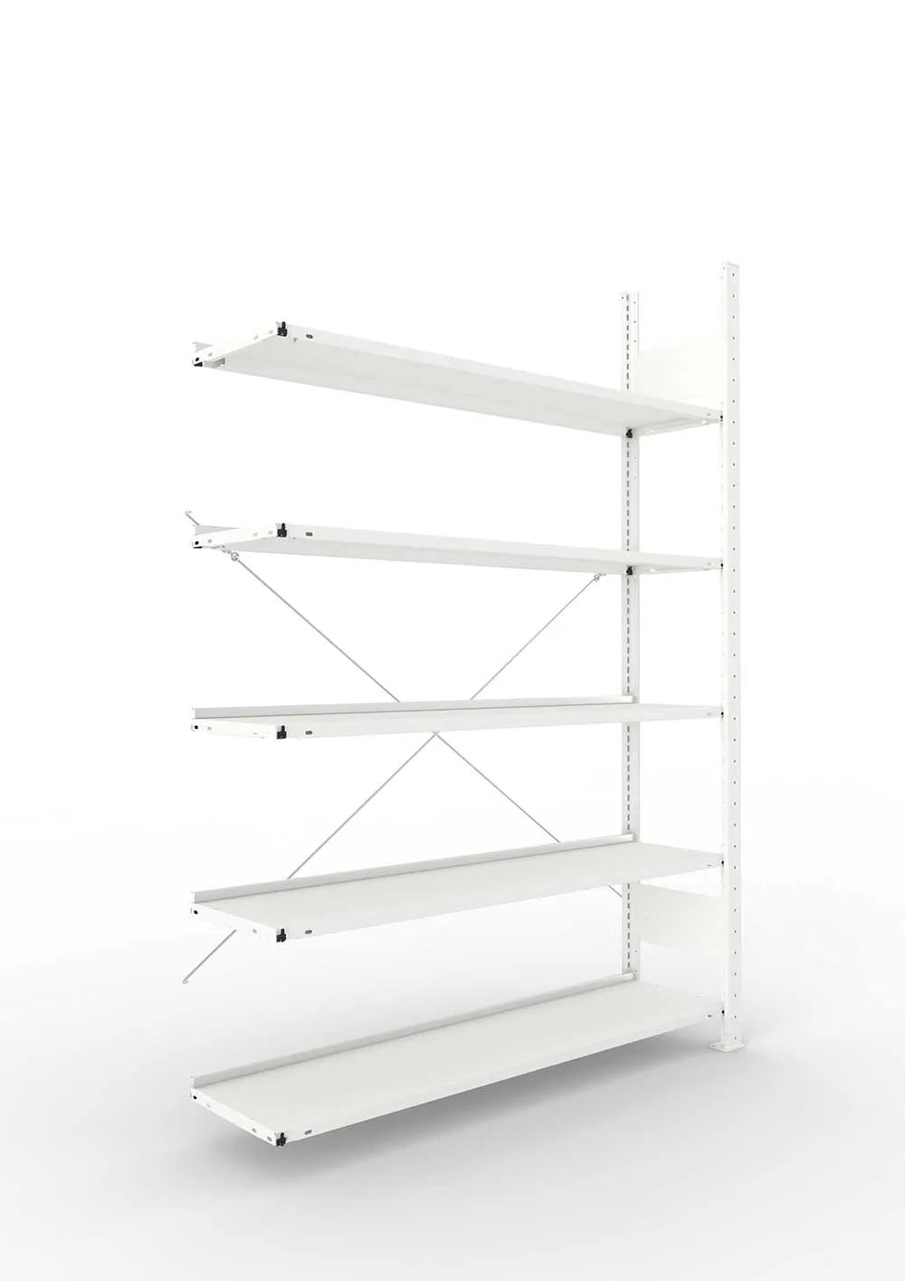 Büroregal Pro-Max Stecksystem Anbauregal – 185×125×30 cm, RAL 7035, einseitig