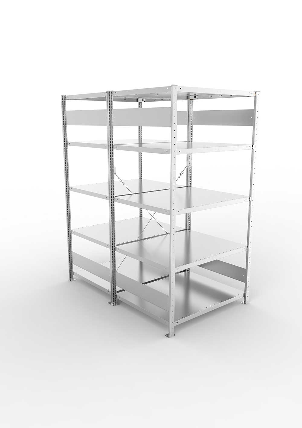 Metallregal Pro-Max Stecksystem Doppelgrundregal – 200×100×80 cm, 230 kg, verzinkt