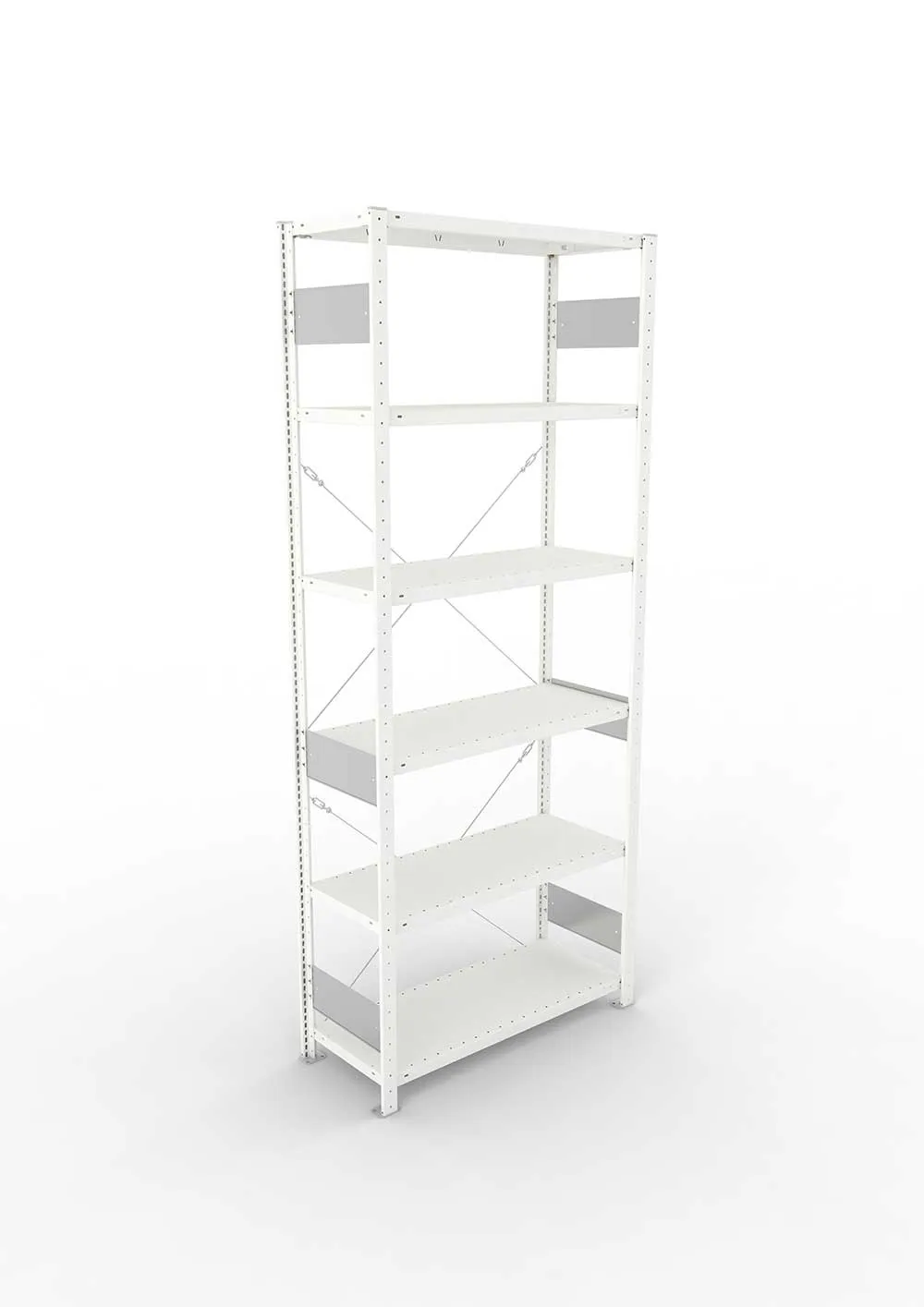 Metallregal Pro-Flex Stecksystem Grundregal – 250×100×40 cm, 150 kg, RAL 7035, 6 Böden