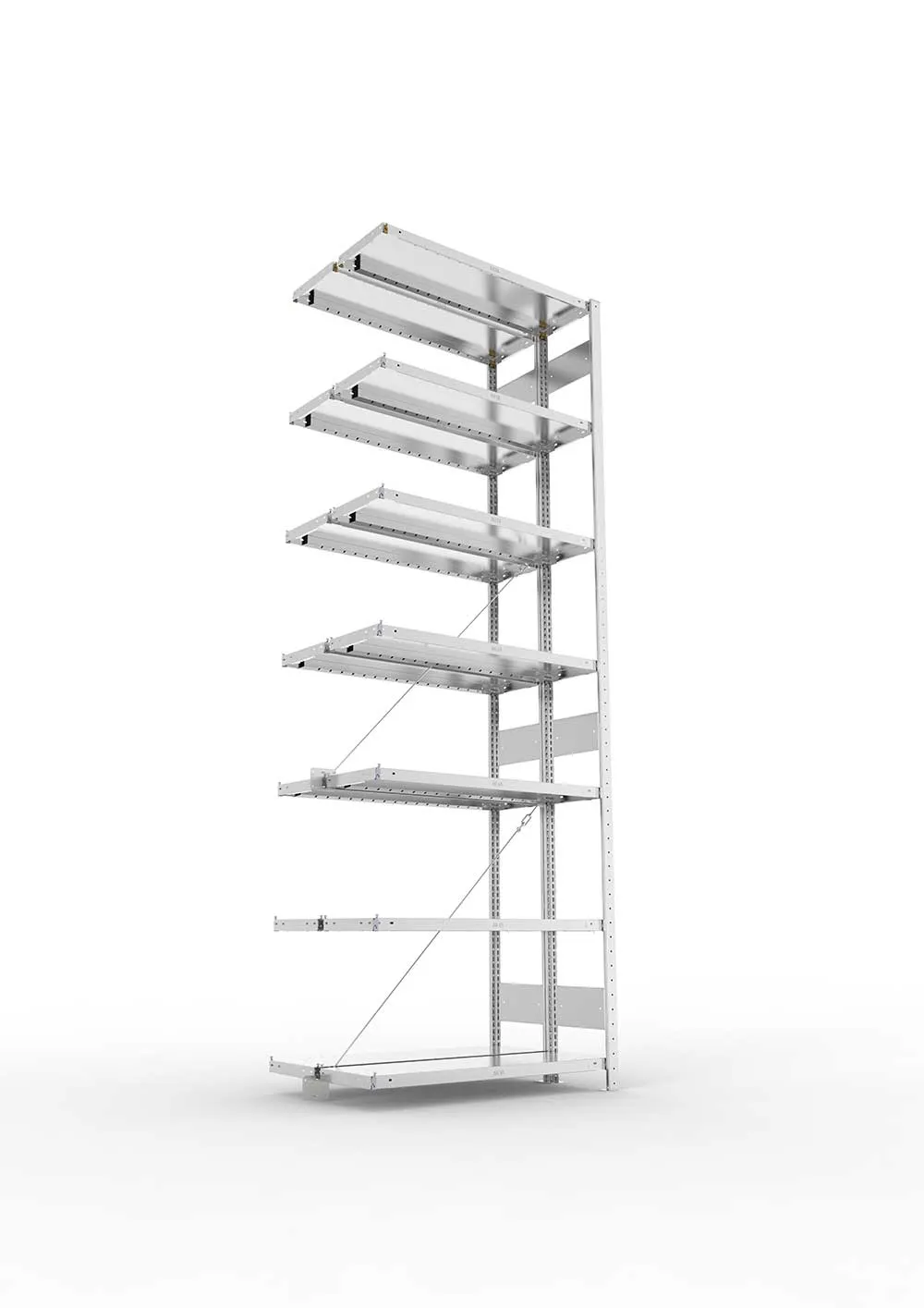 Metallregal Pro-Max Stecksystem Doppelanbauregal – 300×100×30 cm, 230 kg, verzinkt
