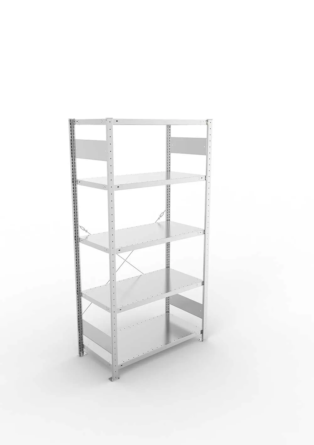Metallregal Pro-Max Stecksystem Grundregal – 200×100×50 cm, 330 kg, verzinkt, 5 Böden