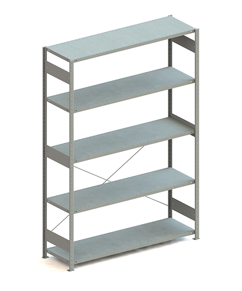 Metallregal Pro-Max Stecksystem Grundregal – 250×170×50 cm, 200 kg, verzinkt, 5 Böden