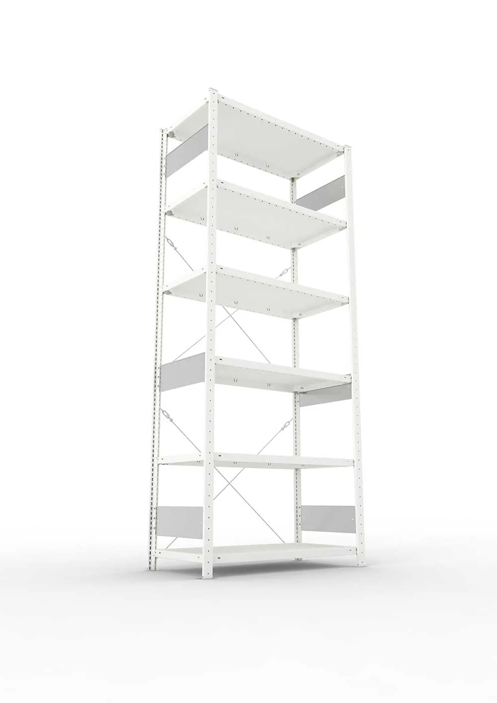 Metallregal Pro-Flex Stecksystem Grundregal – 250×100×50 cm, 150 kg, RAL 7035, 6 Böden