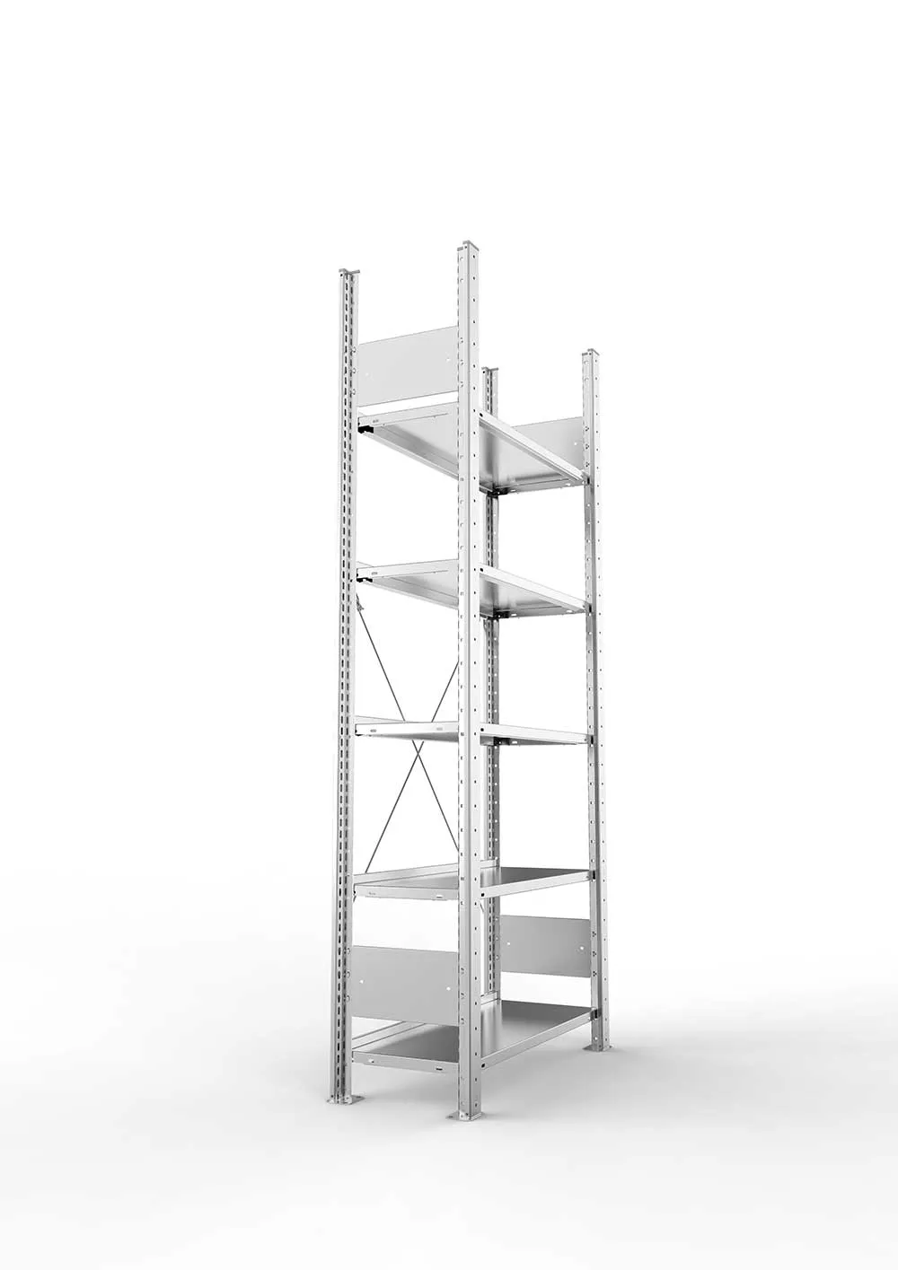 Büroregal Pro-Flex Stecksystem Grundregal – 185×75×30 cm, verzinkt, einseitig