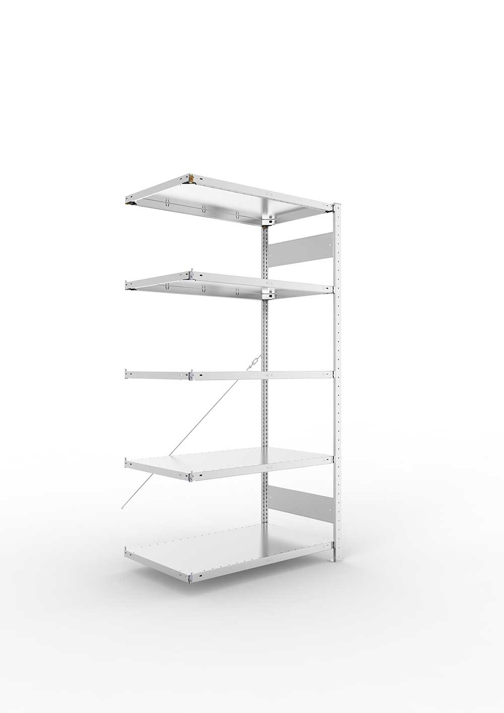 Metallregal Pro-Max Stecksystem Anbauregal – 200×100×60 cm, 150 kg, verzinkt, 5 Böden