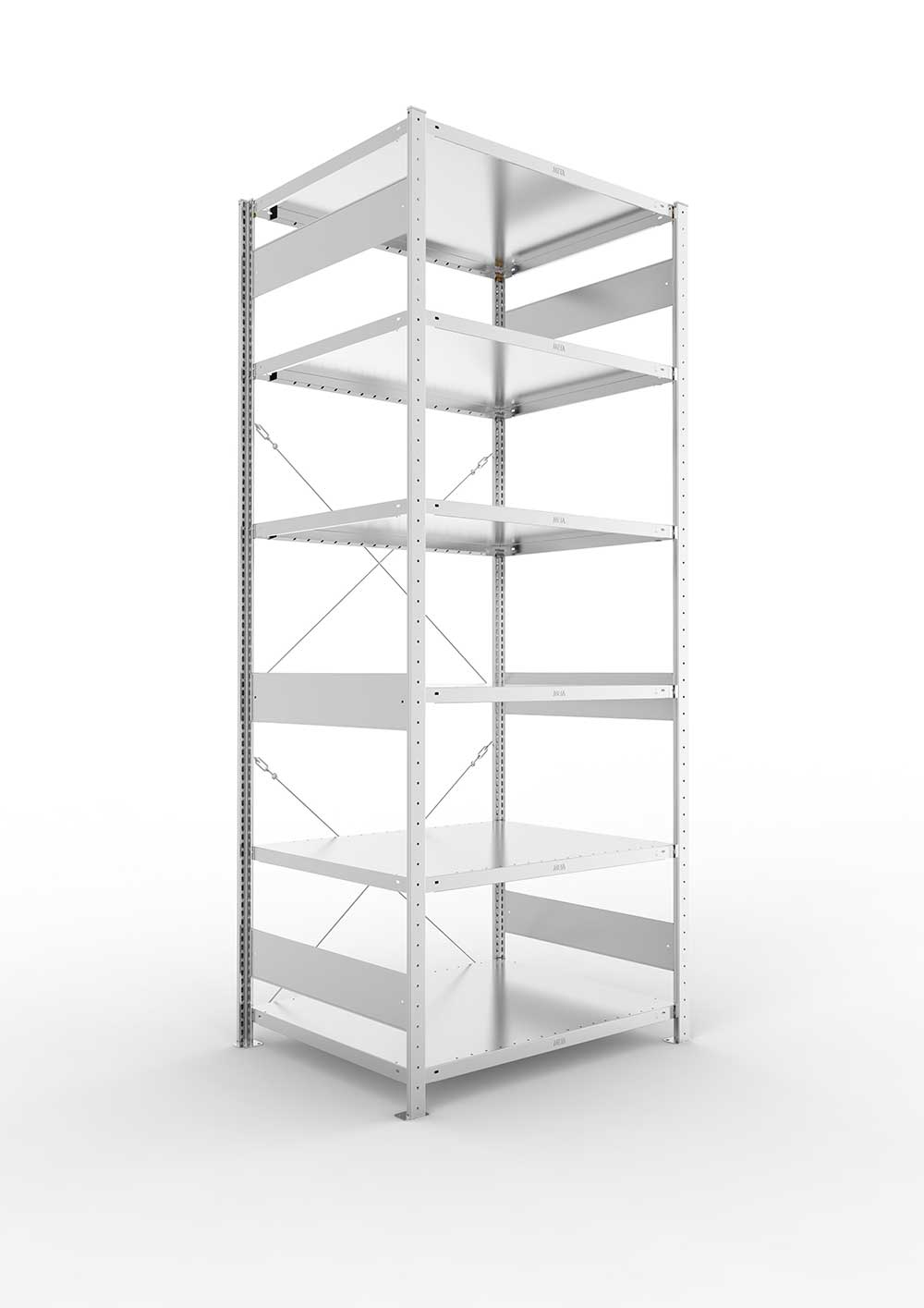 Metallregal Pro-Max Stecksystem Grundregal – 250×100×80 cm, 230 kg, verzinkt, 6 Böden