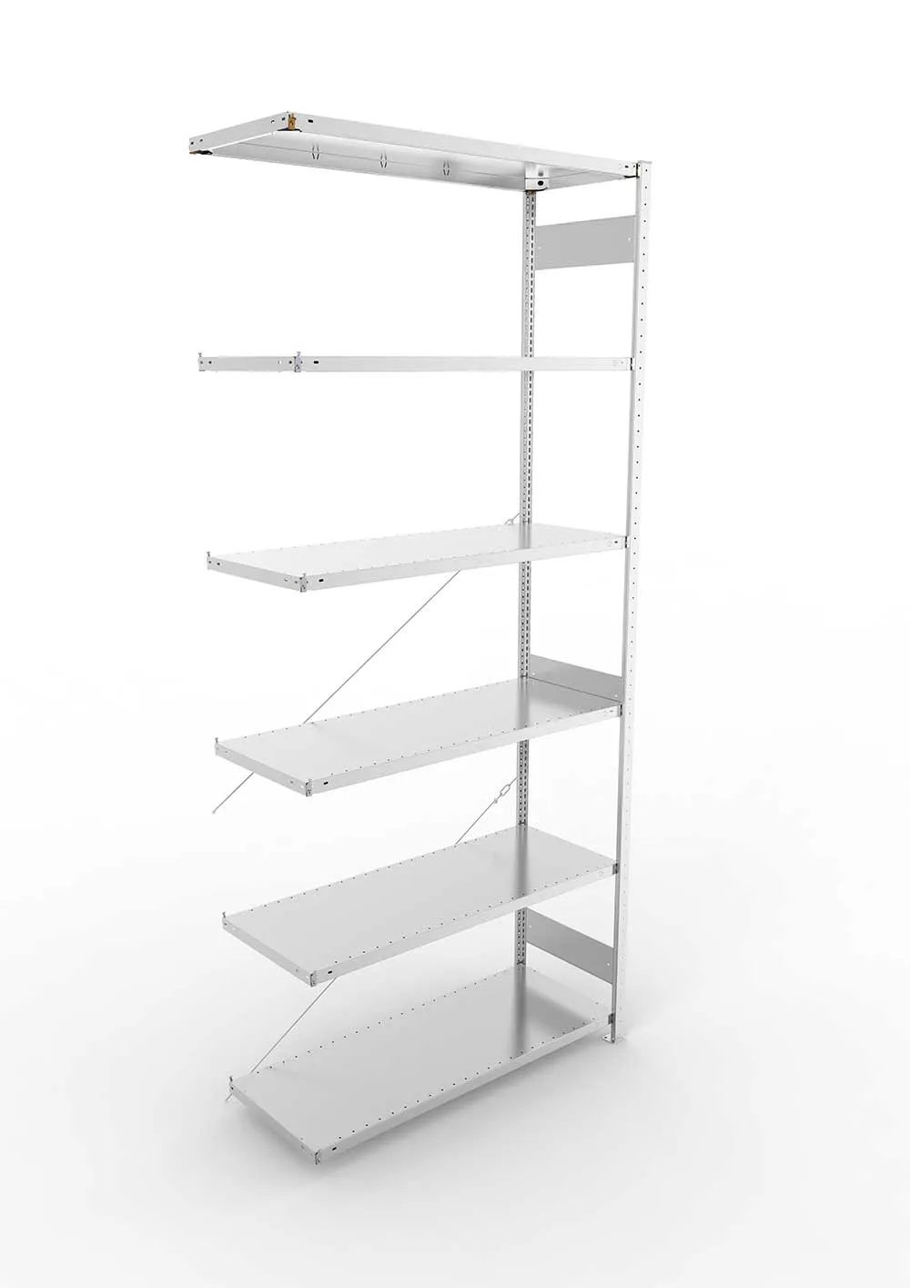 Metallregal Pro-Max Stecksystem Anbauregal – 300×130×50 cm, 230 kg, verzinkt, 6 Böden