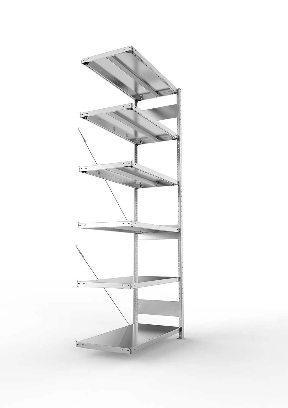 Metallregal Pro-Max Stecksystem Anbauregal – 250×100×50 cm, 330 kg, verzinkt, 6 Böden