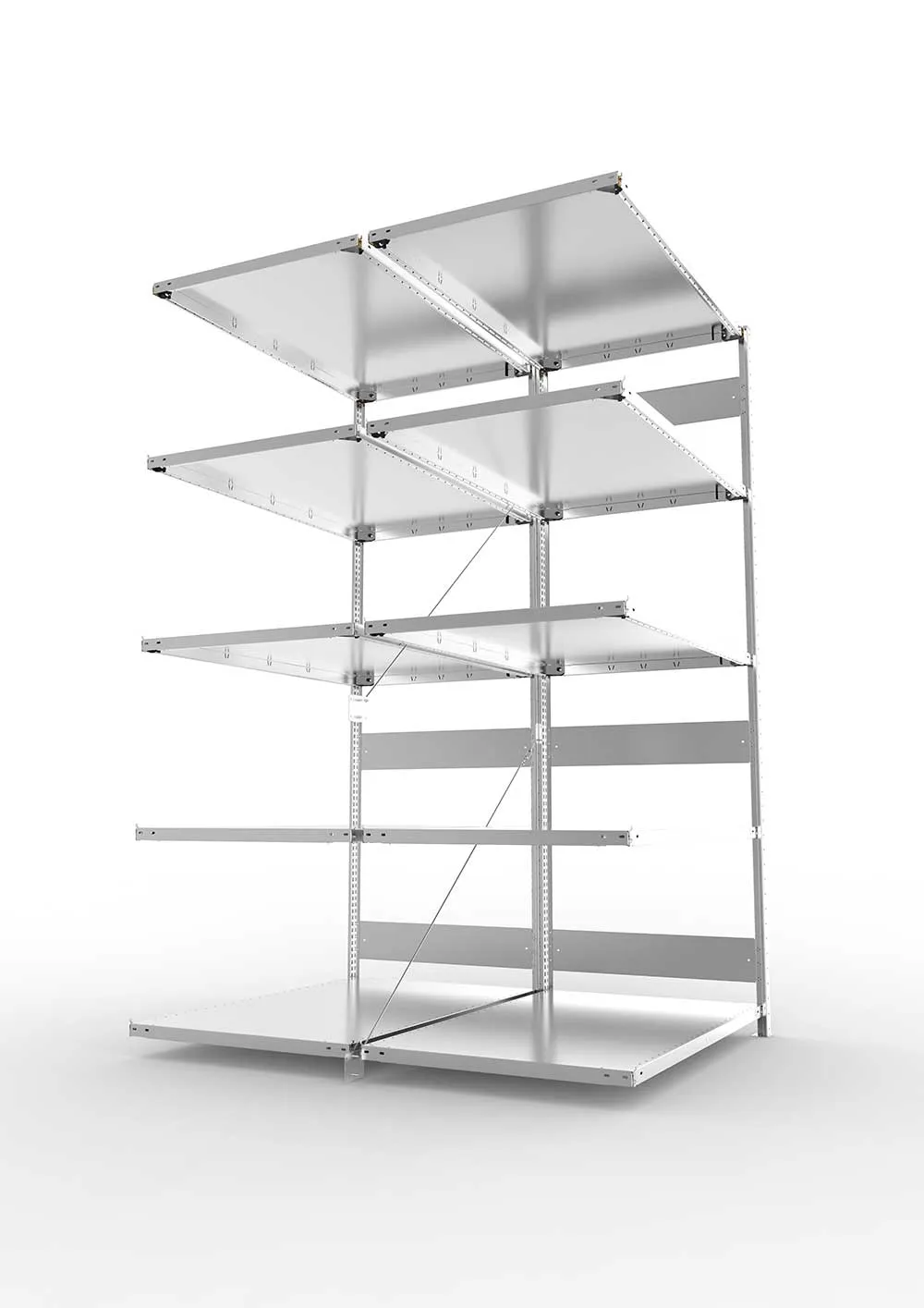Metallregal Pro-Flex Stecksystem Doppelanbauregal – 250×130×80 cm, 230 kg, verzinkt