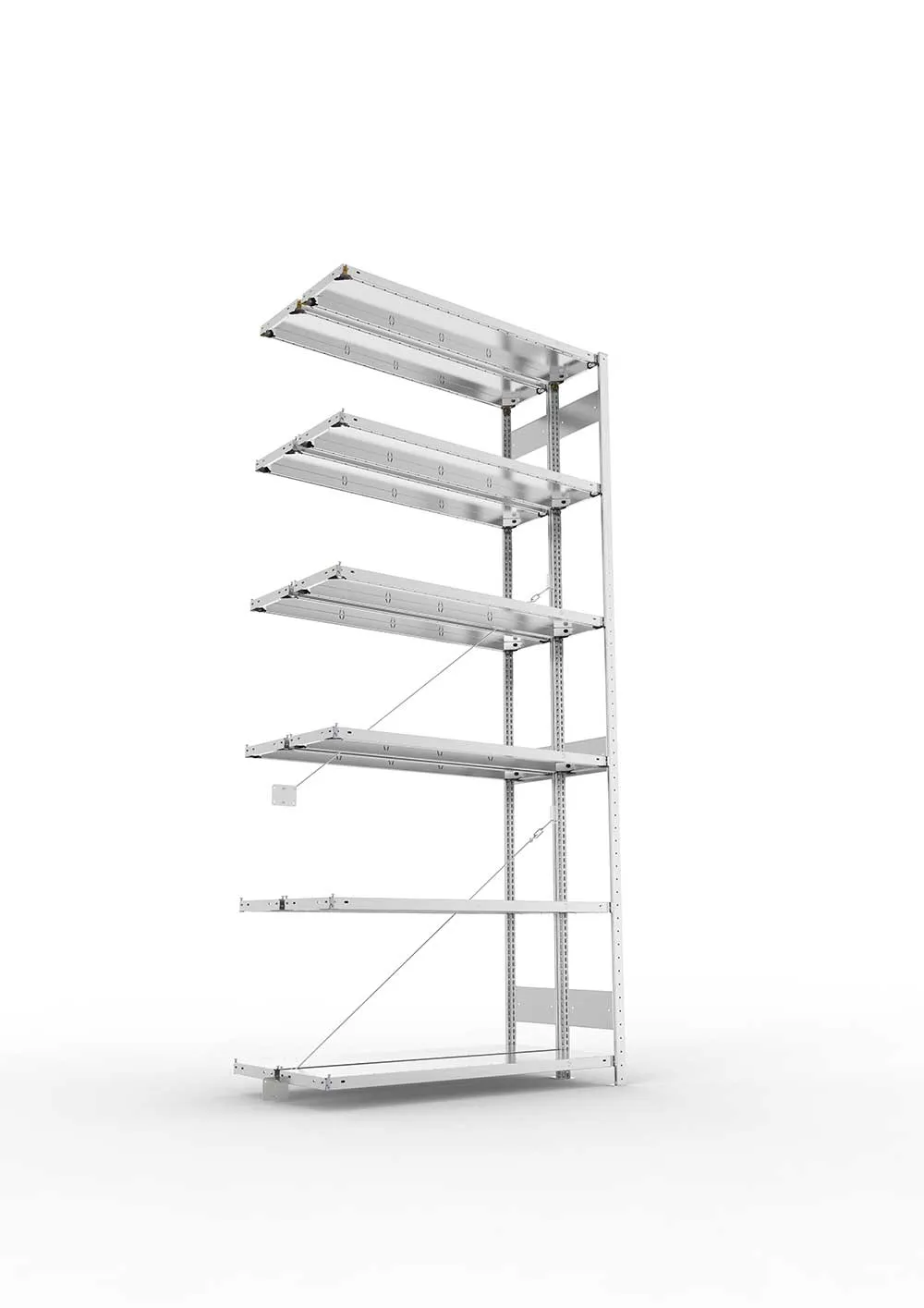 Metallregal Pro-Max Stecksystem Doppelanbauregal – 300×130×30 cm, 230 kg, verzinkt