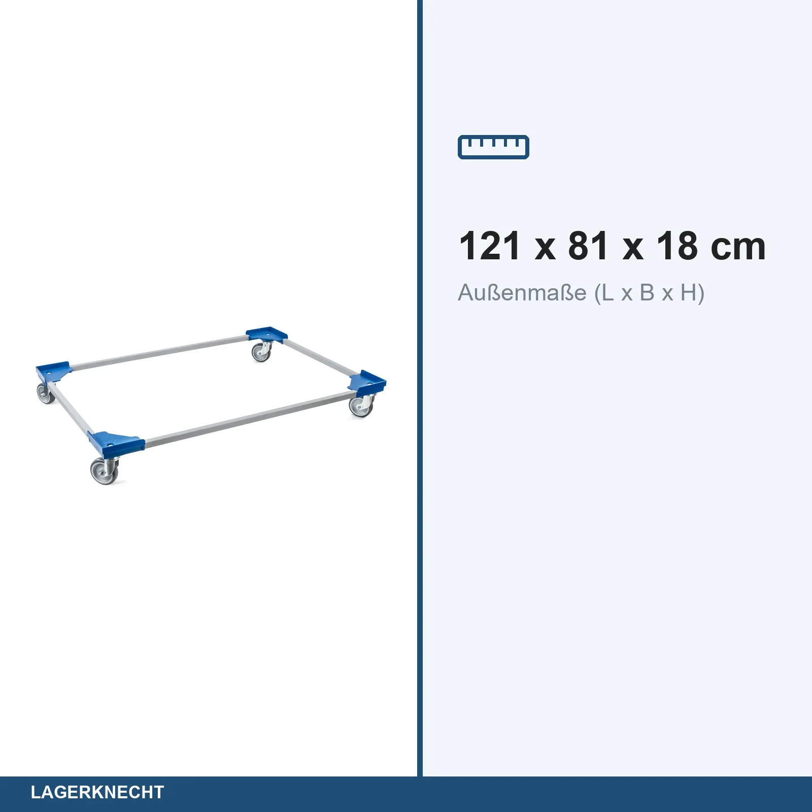 Transportroller VARIABLE - 1200x800 - Kunststoffräder 4 Lenkrollen Blau