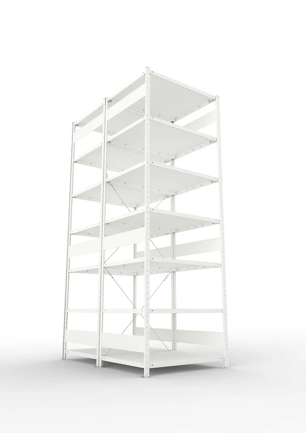Metallregal Pro-Max Stecksystem Doppelgrundregal – 300×100×80 cm, 230 kg, RAL 7035