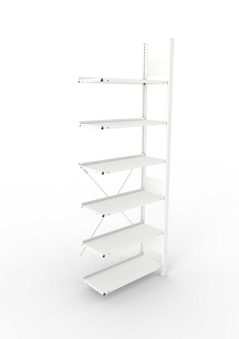 Büroregal Pro-Max Stecksystem Anbauregal – 220×75×30 cm, RAL 7035, einseitig