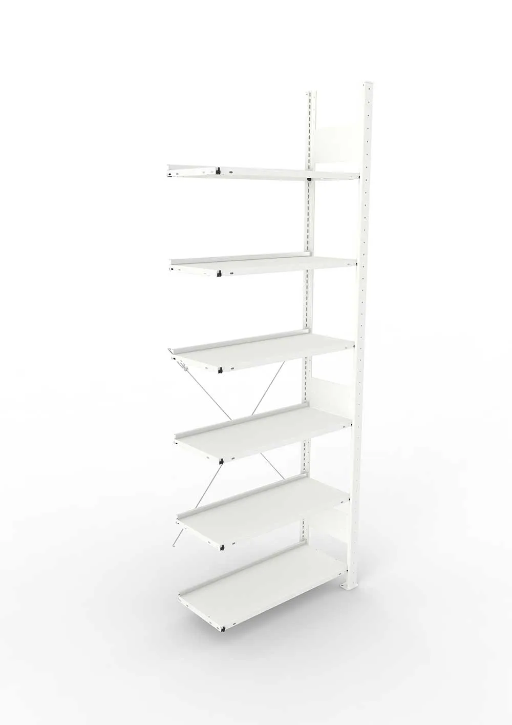 Büroregal Pro-Max Stecksystem Anbauregal – 220×75×30 cm, RAL 7035, einseitig