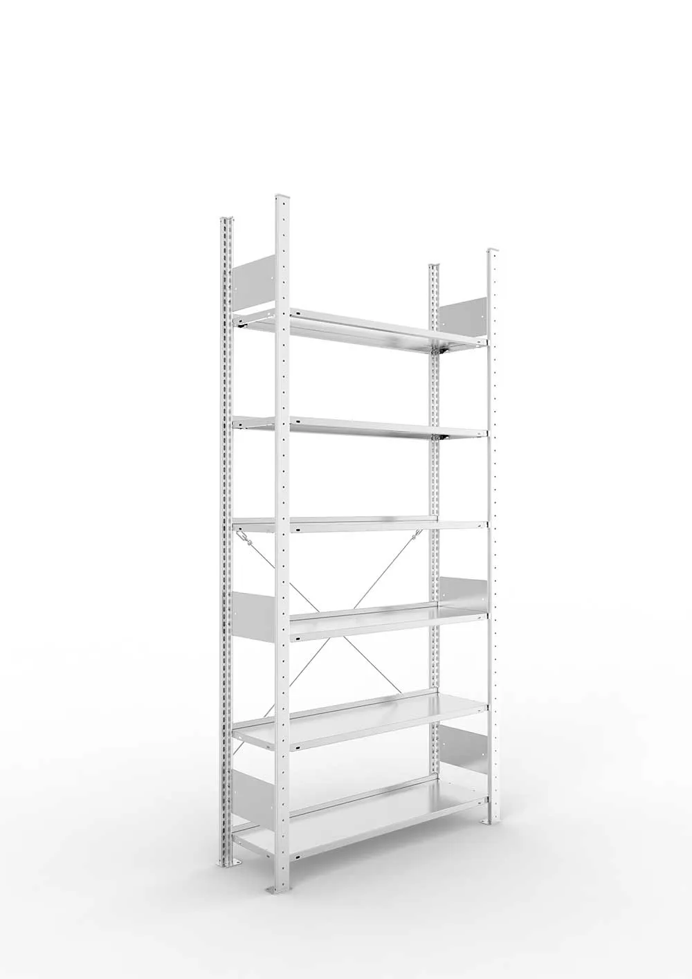 Büroregal Pro-Flex Stecksystem Grundregal – 220×100×30 cm, verzinkt, einseitig