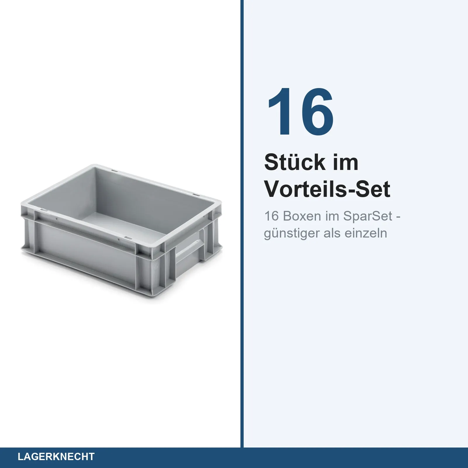 16x Eurobox 40x30x12 cm - UNISTA, Griffe geschlossen