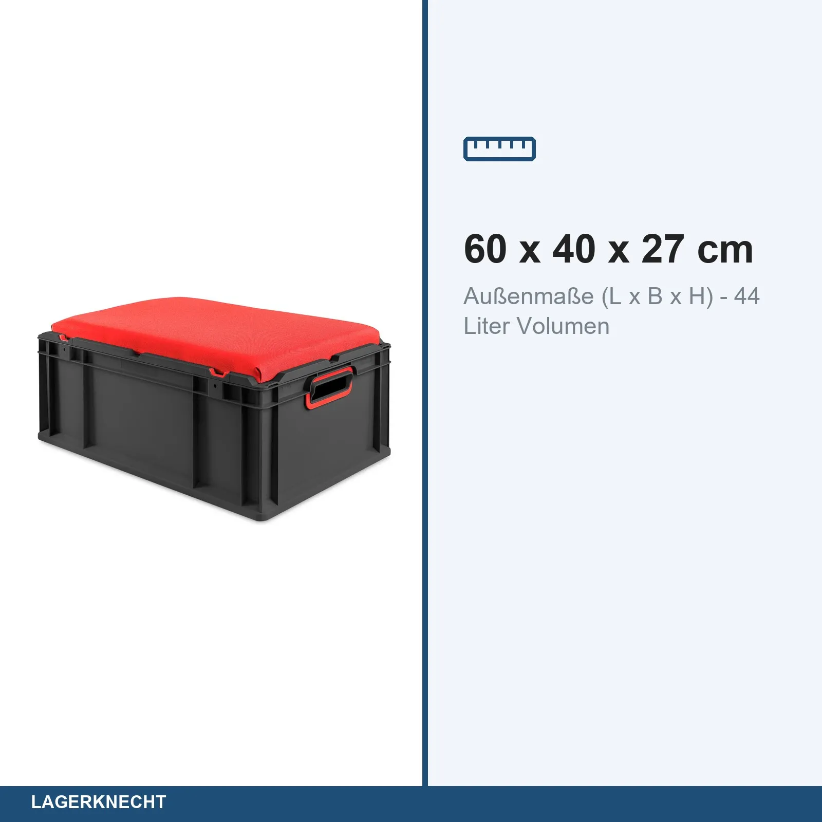 Seat Box 60x40x27 cm, NextGen Cycle, Griffe offen, rot