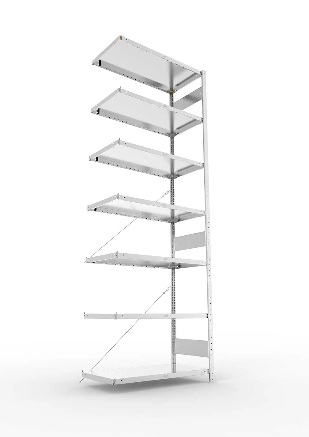 Metallregal Pro-Max Stecksystem Anbauregal – 300×100×50 cm, 230 kg, verzinkt, 7 Böden