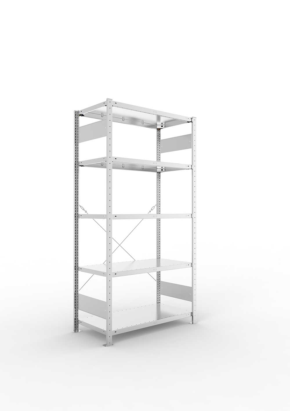 Metallregal Pro-Max Stecksystem Grundregal – 200×100×50 cm, 150 kg, verzinkt, 5 Böden