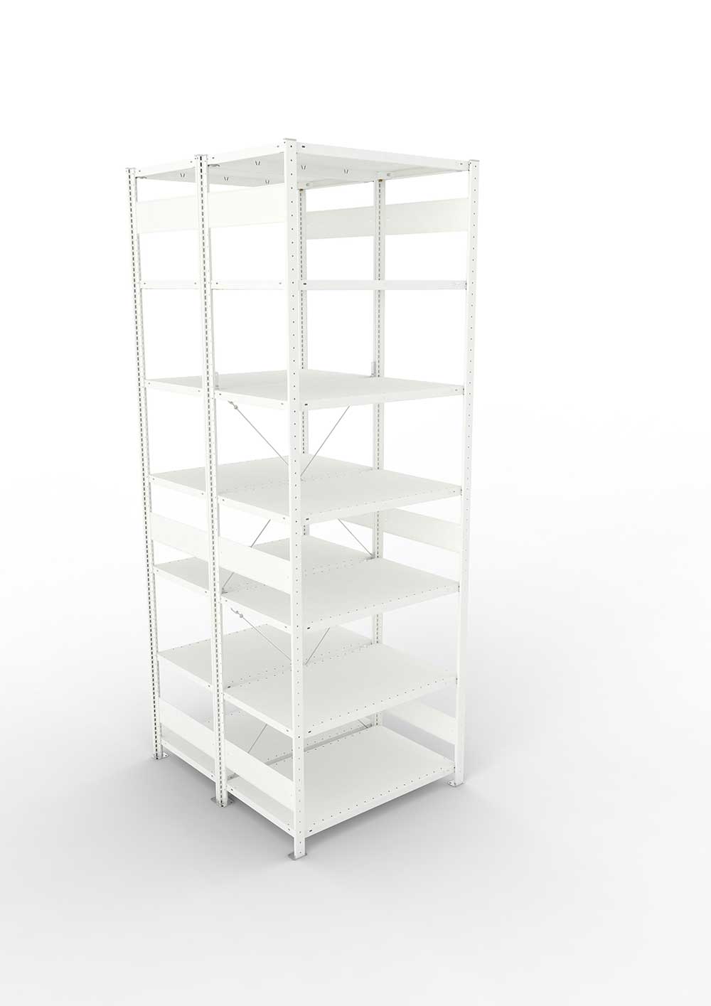 Metallregal Pro-Max Stecksystem Doppelgrundregal – 300×100×60 cm, 150 kg, RAL 7035