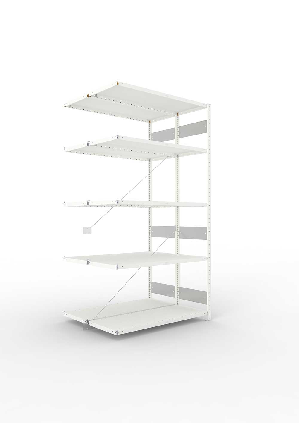 Metallregal Pro-Flex Stecksystem Doppelanbauregal – 250×130×50 cm, 230 kg, RAL 7035