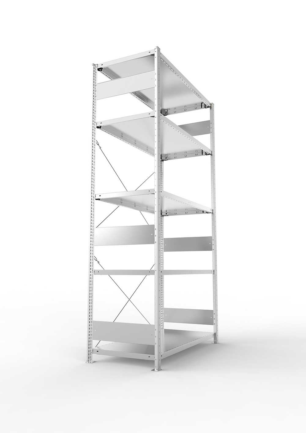Kellerregal Pro-Flex Stecksystem Grundregal – 250×130×60 cm, 230 kg, verzinkt, 5 Böden