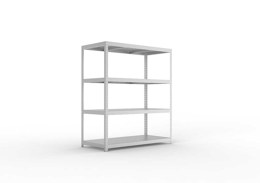 Schwerlastregal Lagerknecht 1970 x 1700 x 800 vzk kpl. mit 4 Fachebenen mit Stahlpaneelen in der Frontalansicht – ideal für Produktdetails